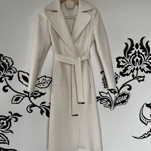 Long winter white wool cashmere wrap coat by Ted Baker